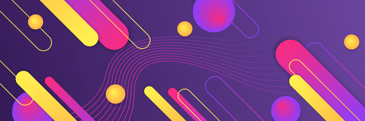 Abstract background with modern futuristic graphic. Purple gradient background with stripes. Geometric pattern template with memphis style design