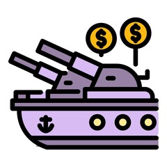Trade war ship icon. Outline trade war ship vector icon color flat isolated