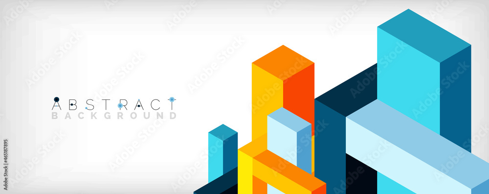 Poster abstract background. 3d cubes, cubic elements and blocks. techno or business concept for wallpaper, 