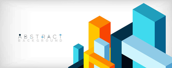 Abstract background. 3d cubes, cubic elements and blocks. Techno or business concept for wallpaper, banner, background, landing page