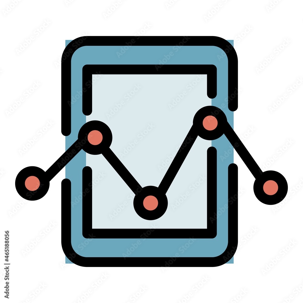 Aufkleber tablet and chart icon. outline tablet and chart vector icon color flat isolated