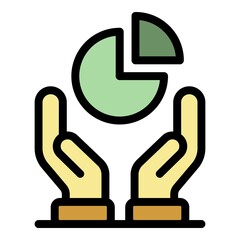 Palm chart icon. Outline palm chart vector icon color flat isolated