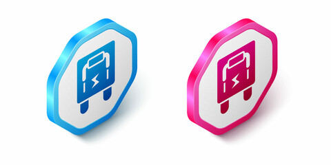 Isometric Electrical panel icon isolated on white background. Switch lever. Hexagon button. Vector