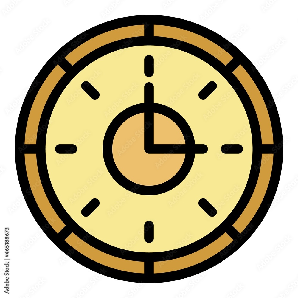 Poster station clock icon. outline station clock vector icon color flat isolated
