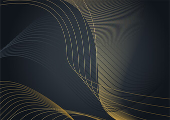Abstract luxurious black background with golden line. Elegant modern background with copy space. You can use for cover brochure template, poster, banner web, print ad, etc.