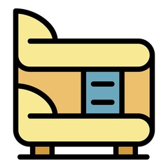 Hotel bunk bed icon. Outline hotel bunk bed vector icon color flat isolated
