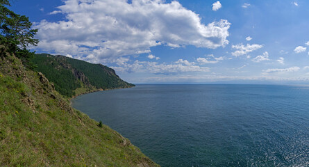 High steep capes on the shore of Lake Baikal.