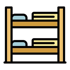 Modern bunk bed icon. Outline modern bunk bed vector icon color flat isolated
