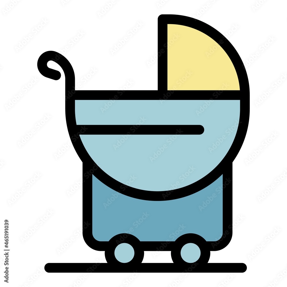 Poster Baby carriage icon. Outline baby carriage vector icon color flat isolated - Posters