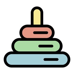 Kid toy pyramide icon. Outline kid toy pyramide vector icon color flat isolated