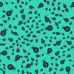 Black Sleepy icon isolated seamless pattern on green background. Sleepy zzz talk bubble. Vector