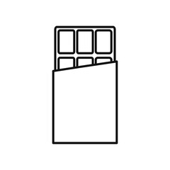 Torn packaging chocolate bar, flat design icon
