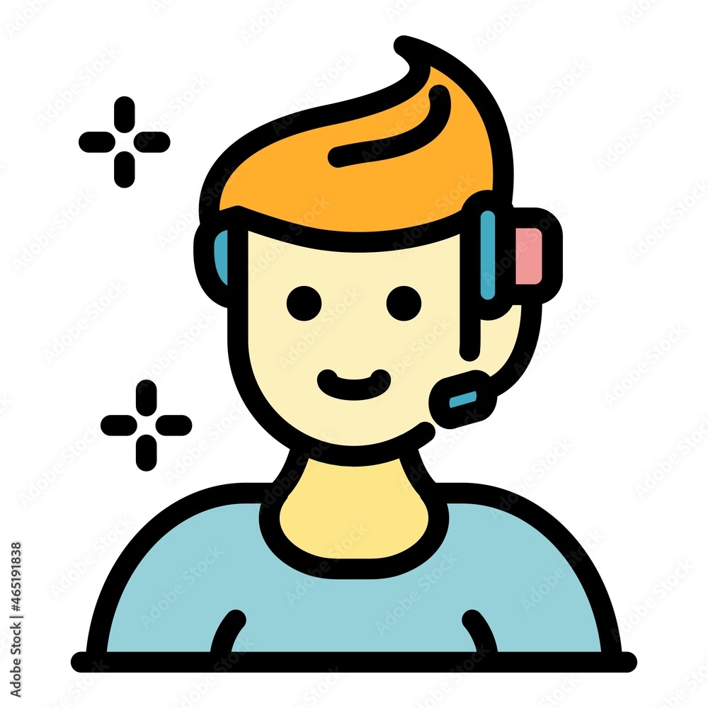 Poster social service call support icon. outline social service call support vector icon color flat isolate