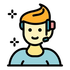 Social service call support icon. Outline social service call support vector icon color flat isolated