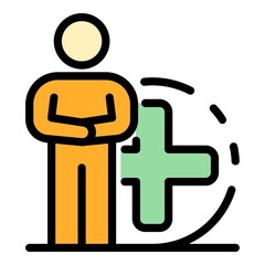 Human medical care icon. Outline human medical care vector icon color flat isolated