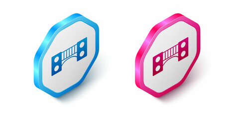Isometric Playground kids bridge icon isolated on white background. Hexagon button. Vector
