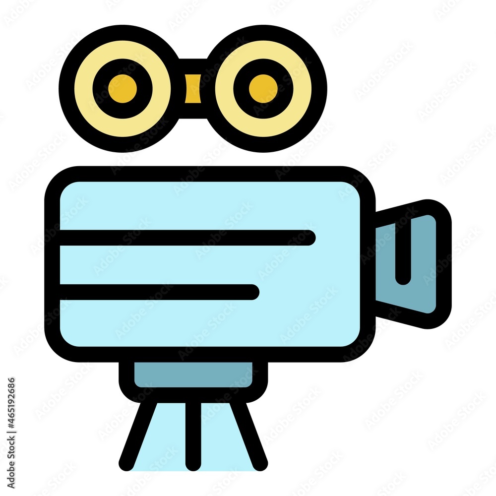 Aufkleber retro video camera icon. outline retro video camera vector icon color flat isolated