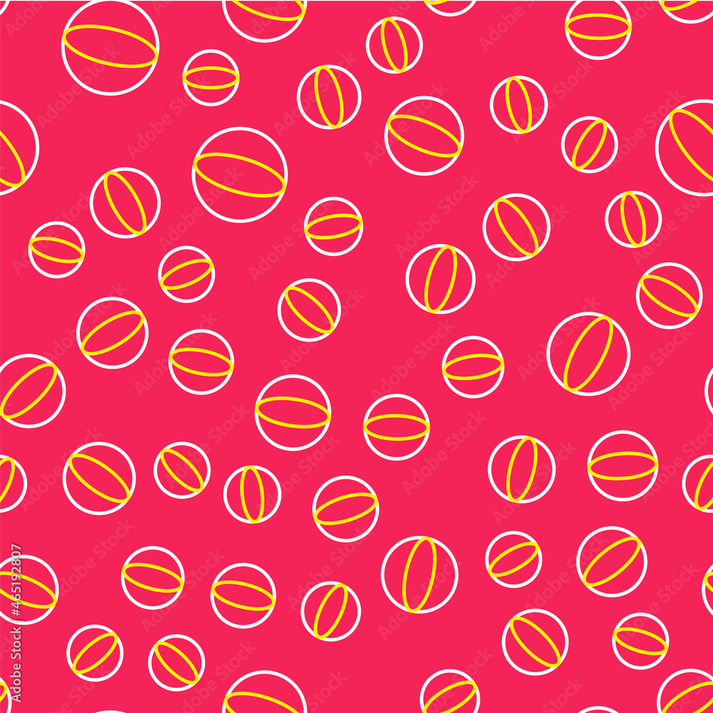 Poster line geometric figure sphere icon isolated seamless pattern on red background. abstract shape. geome