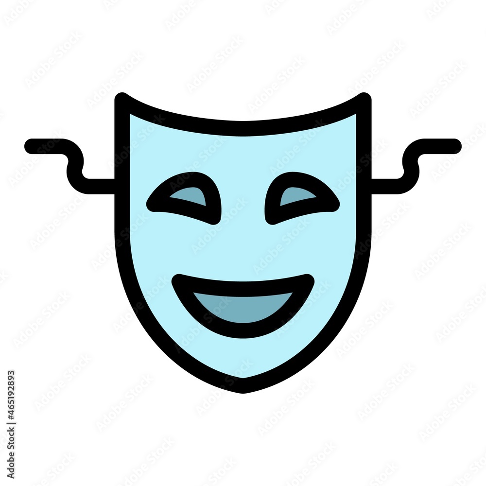 Sticker smiling theatre mask icon. outline smiling theatre mask vector icon color flat isolated - Stickers