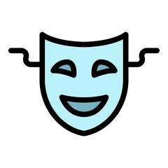 Smiling theatre mask icon. Outline smiling theatre mask vector icon color flat isolated