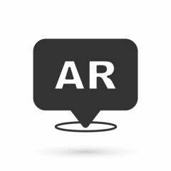 Grey Augmented reality AR icon isolated on white background. Virtual futuristic wearable devices. Vector