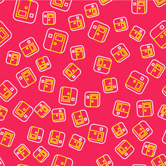 Line School classroom icon isolated seamless pattern on red background. Back to school concept. Vector