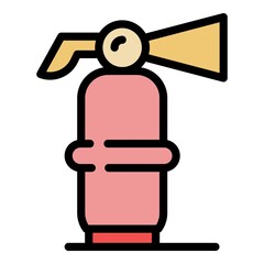 Object fire extinguisher icon. Outline object fire extinguisher vector icon color flat isolated