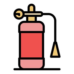 Help fire extinguisher icon. Outline help fire extinguisher vector icon color flat isolated