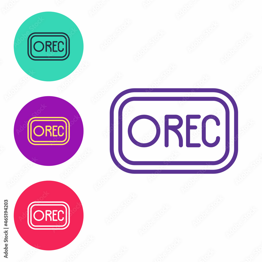 Poster set line record button icon isolated on white background. rec button. set icons colorful. vector