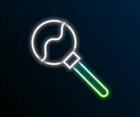 Glowing neon line Lollipop icon isolated on black background. Food, delicious symbol. Happy Halloween party. Colorful outline concept. Vector