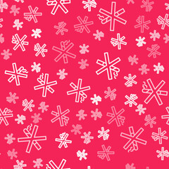 White line No smoking icon isolated seamless pattern on red background. Cigarette smoking prohibited sign. Vector