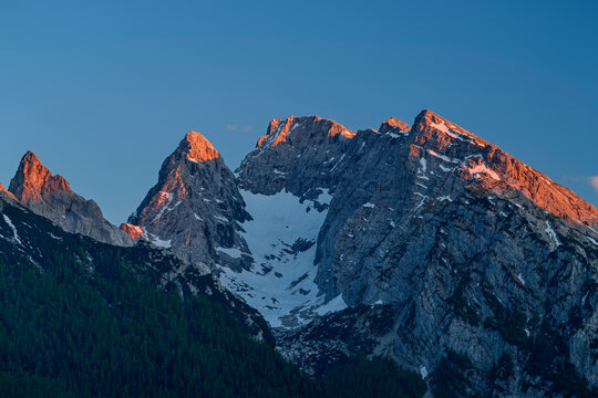 Chiemgauer Alps against clear sky during sunset