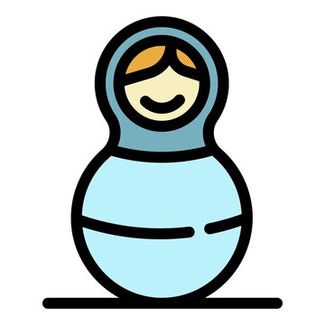 recommend clip art: Matryoshka doll icon. Outline matryoshka doll vector icon color flat isolated