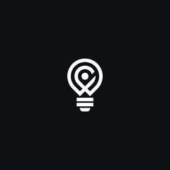 letter D light bulb idea, map, creative, technology icon design vector illustration