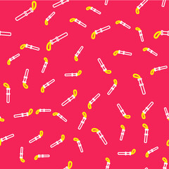 Line Police rubber baton icon isolated seamless pattern on red background. Rubber truncheon. Police Bat. Police equipment. Vector