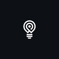 letter P light bulb idea, map, creative, technology icon design vector illustration