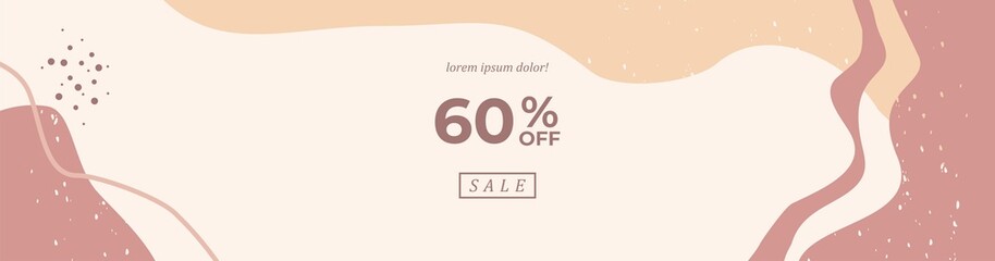 Fototapeta premium Vector modern floral banner design for social media cover, flyer, invitation card, website design, book cover, poster