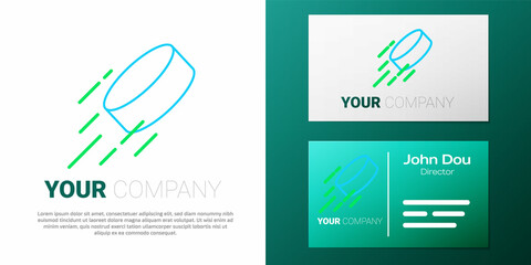 Line Hockey puck icon isolated on white background. Colorful outline concept. Vector