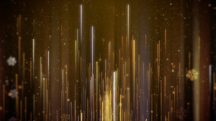 Gold lights and snowflakes festive christmas abstract background.