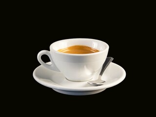 A cup of coffee with black background.