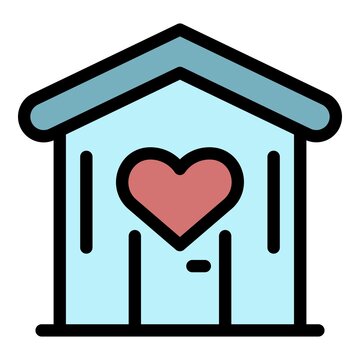 Family home love icon. Outline family home love vector icon color flat isolated