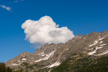 landscape mountain between Ceresole Reale and the Nivolet hill in Piedmont in Italy