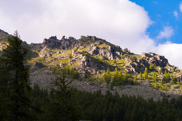 landscape mountain between Ceresole Reale and the Nivolet hill in Piedmont in Italy