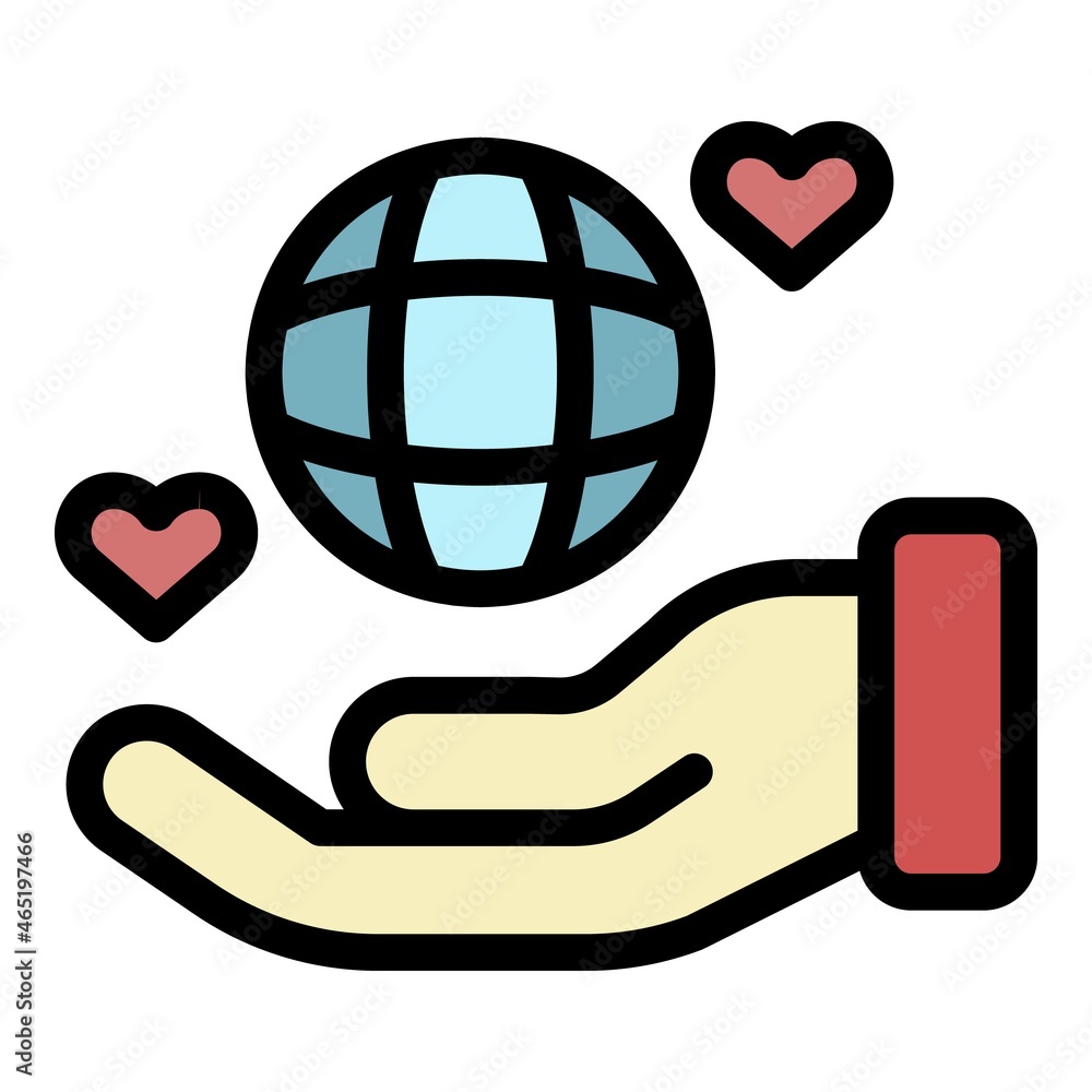 Poster keep global affection icon. outline keep global affection vector icon color flat isolated