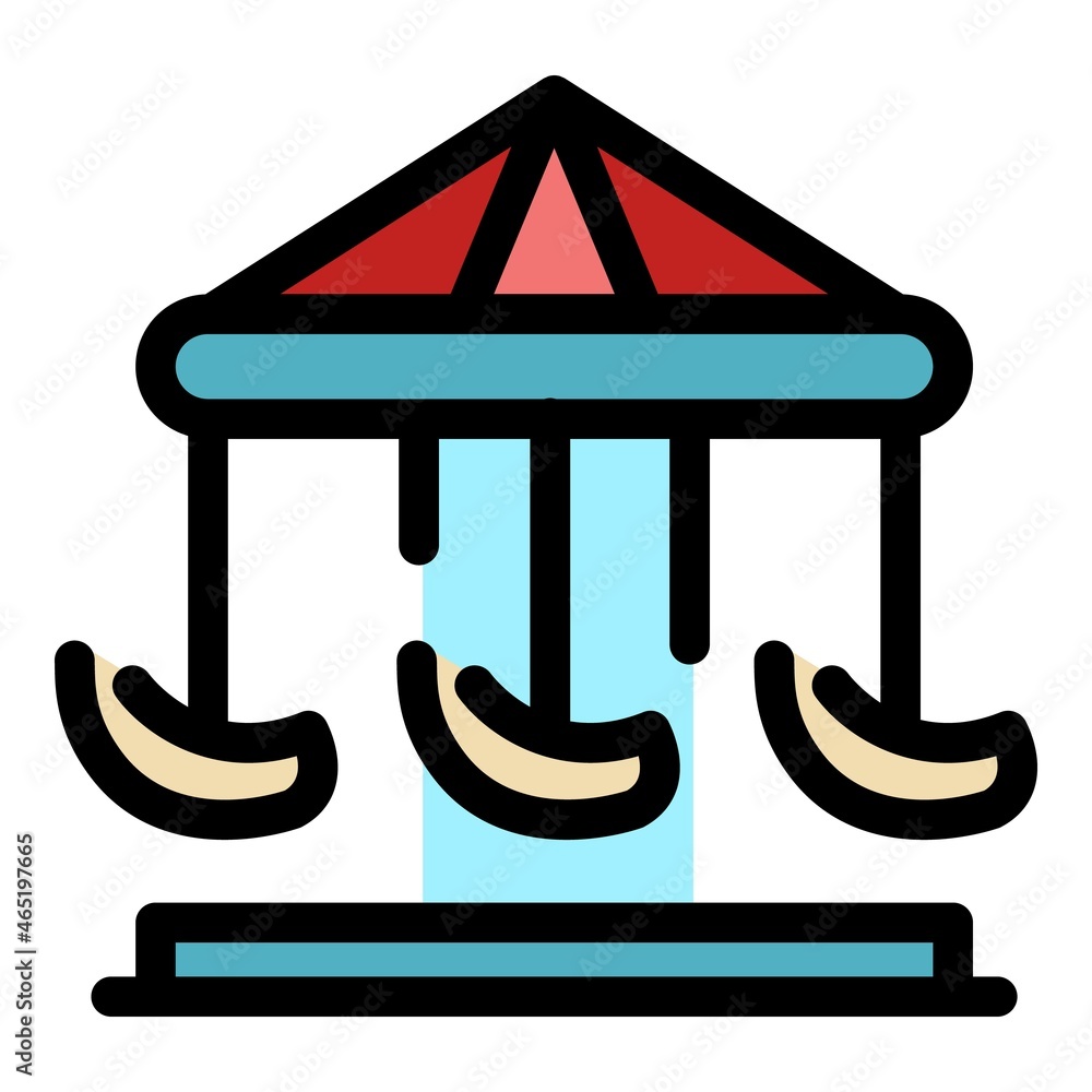 Poster carousel amusement icon. outline carousel amusement vector icon color flat isolated