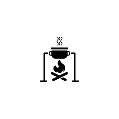 Camping cooking simple flat icon vector illustration