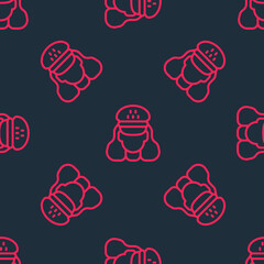 Red line Taxi driver icon isolated seamless pattern on black background. Vector