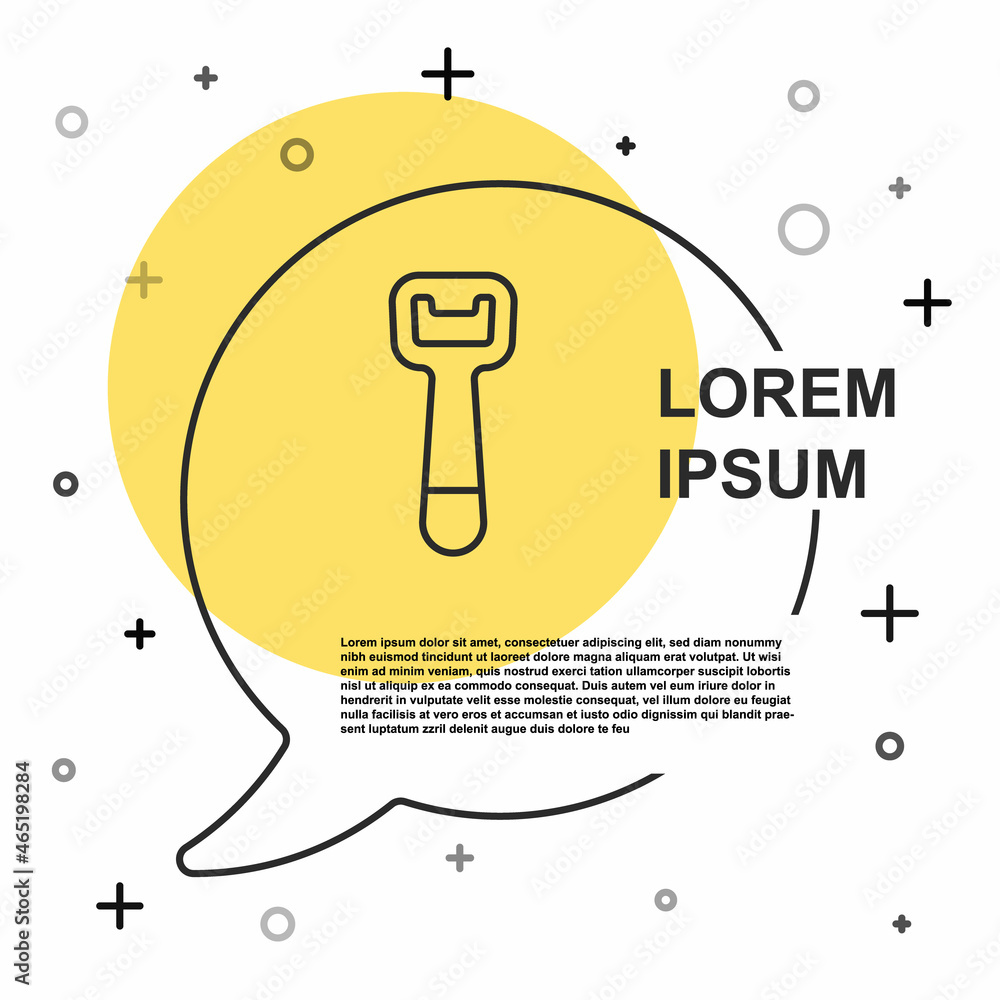 Poster black line bottle opener icon isolated on white background. random dynamic shapes. vector