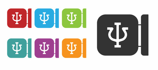 Black Psychology icon isolated on white background. Psi symbol. Mental health concept, psychoanalysis analysis and psychotherapy. Set icons colorful. Vector