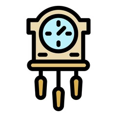 Kinetic pendulum clock icon. Outline kinetic pendulum clock vector icon color flat isolated